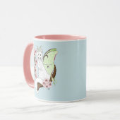Luna Moth Moon White Cat Green Tasse (Vorderseite Links)