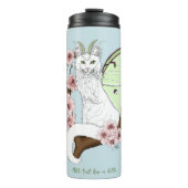 Luna Moth Moon White Cat Green Thermosbecher (Vorderseite)