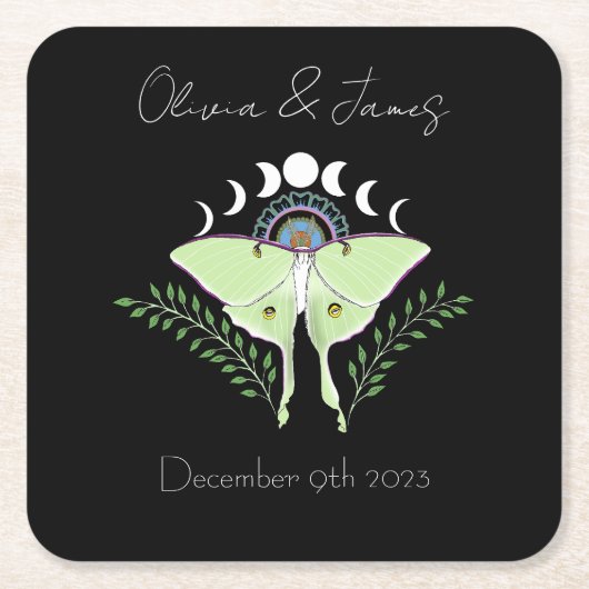 Luna Moth Moth Phases Rechteckiger Pappuntersetzer (Vorderseite)