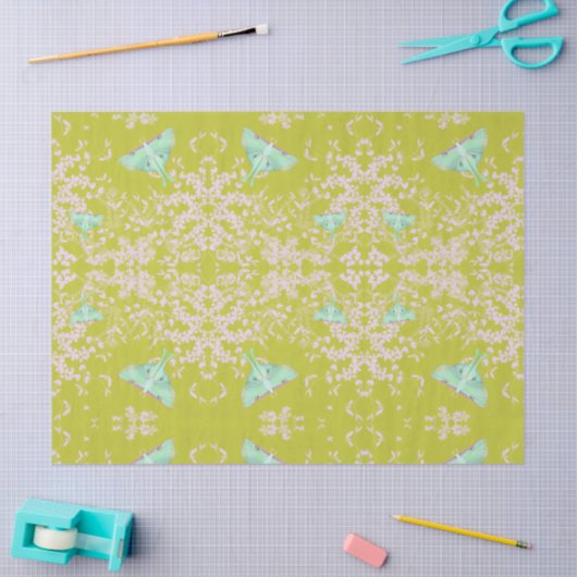 Luna Moth on Lime Seidenpapier (Basteln)