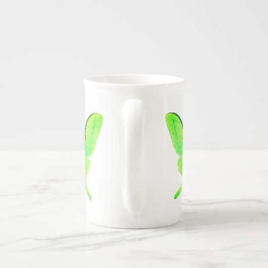 Luna Moth Pastel Lime Green Bone China Tasse (Rückseite)