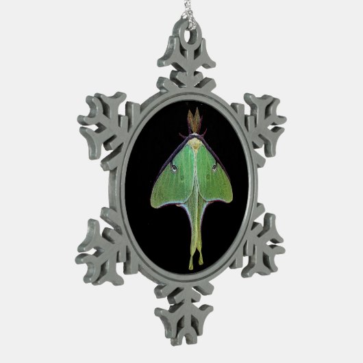 Luna Moth Schneeflocken Zinn-Ornament (Links)