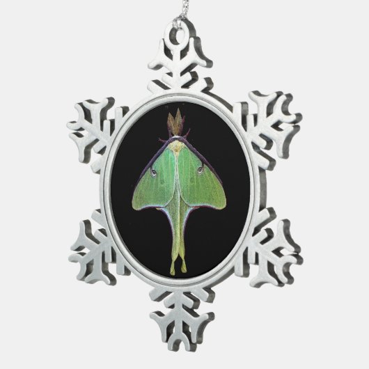 Luna Moth Schneeflocken Zinn-Ornament (Rechts)