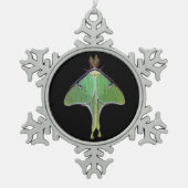 Luna Moth Schneeflocken Zinn-Ornament (Vorderseite)