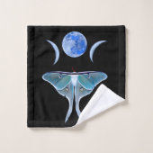 Luna Moth Triple Moon auf Black Custom Initial Badhandtuch Set (Waschlappen)