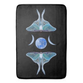 Luna Moth Triple Moon auf schwarz Badematte (Vorderseite Vertikal)