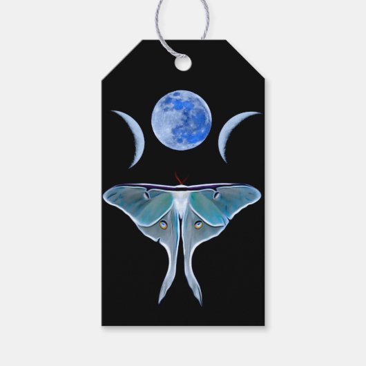 Luna Moth Triple Moon auf schwarz Geschenkanhänger (Vorderseite)