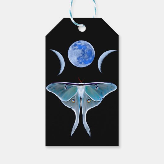 Luna Moth Triple Moon auf schwarz Geschenkanhänger (Vorderseite)