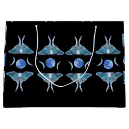 Luna Moth Triple Moon auf schwarz Große Geschenktüte