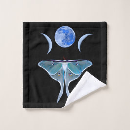 Luna Moth Triple Moon auf schwarz Waschlappen