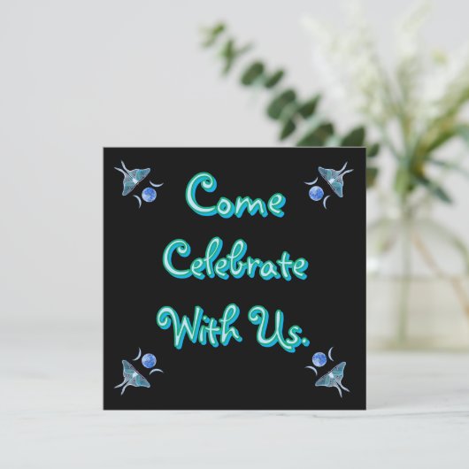 Luna Moth Triple Moon feiert mit uns Einladung (Stehend Vorderseite)