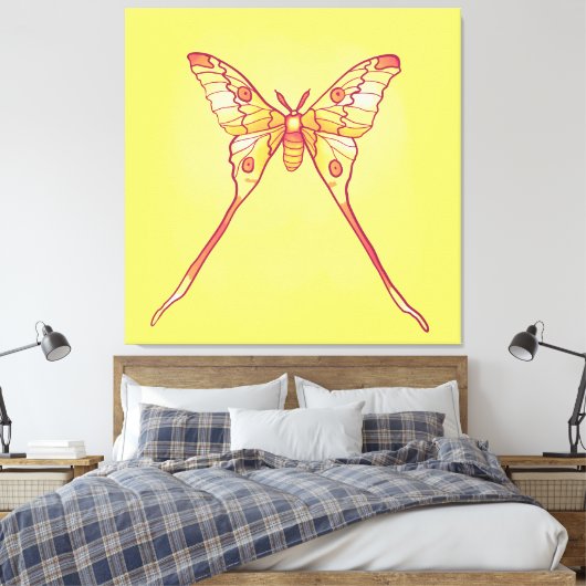 Luna Moth Yellow Orange Witchy Magical Insect Leinwanddruck (Insitu (Schlafzimmer))