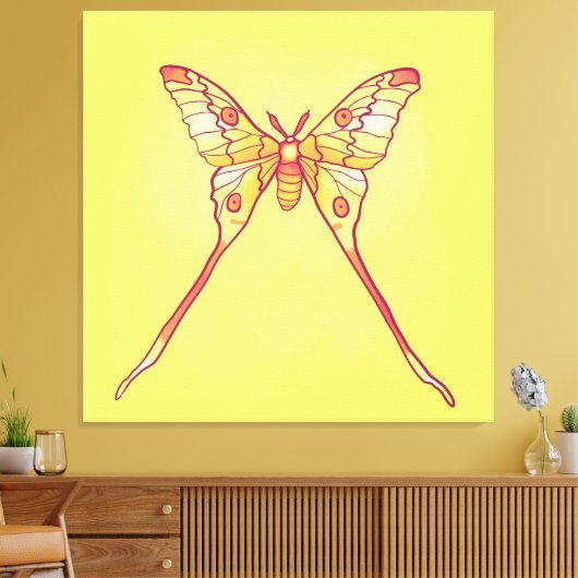 Luna Moth Yellow Orange Witchy Magical Insect Leinwanddruck (Insitu (Wohnzimmer))