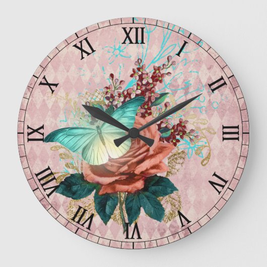 Luna-Motten-Sträußchen Große Wanduhr (Vorderseite)