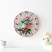 Luna-Motten-Sträußchen Große Wanduhr (Zuhause)