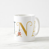 LUNA Name Kunst mit bestickten Blume Kaffeetasse (VorderseiteRechts)