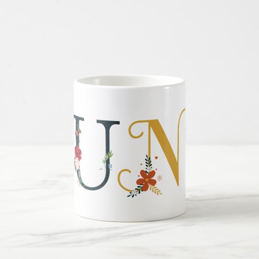 LUNA Name Kunst mit bestickten Blume Kaffeetasse (Mittel)