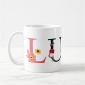 LUNA Name Kunst mit bestickten Blume Kaffeetasse (Links)