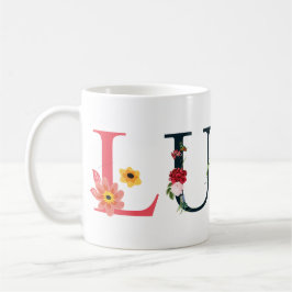 LUNA Name Kunst mit bestickten Blume Kaffeetasse