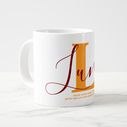 Luna Namensbedeutung Monogramm Jumbo-Tasse (Vorderseite Links)
