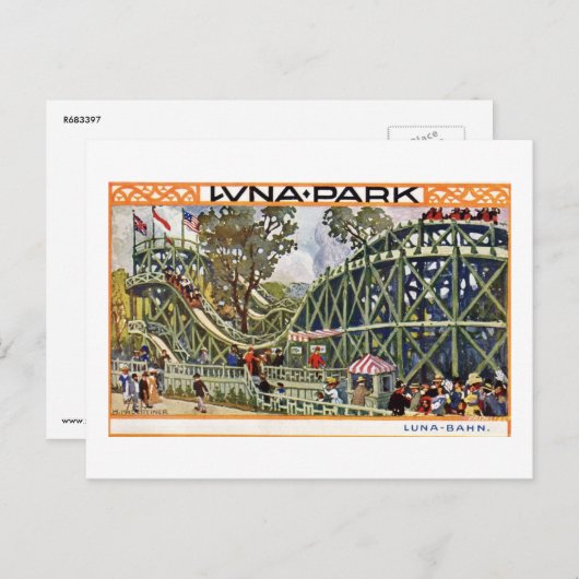 Luna Park Roller Untersetzer, Wien, Österreich Vin Postkarte (Vorne/Hinten)