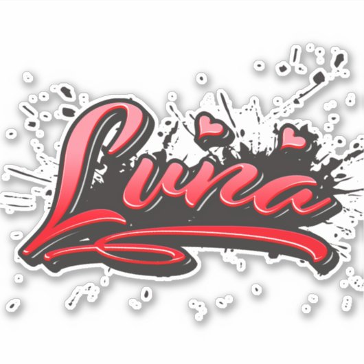 Luna red Heart Graffiti Aufkleber Sticker (Vorderseite)
