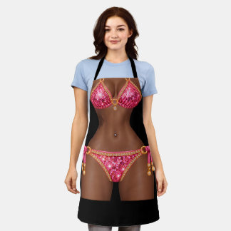 Luna Rose Royale Rosa Pailletten-Bikini-Schürze Schürze