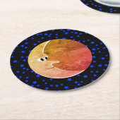 Luna Vintag Mond und Sterne Zeichnend Runder Pappuntersetzer (Angewinkelt)