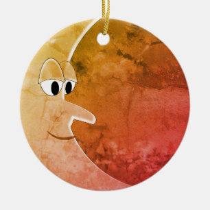 Luna Vintage Mond Zeichnung Keramik Ornament