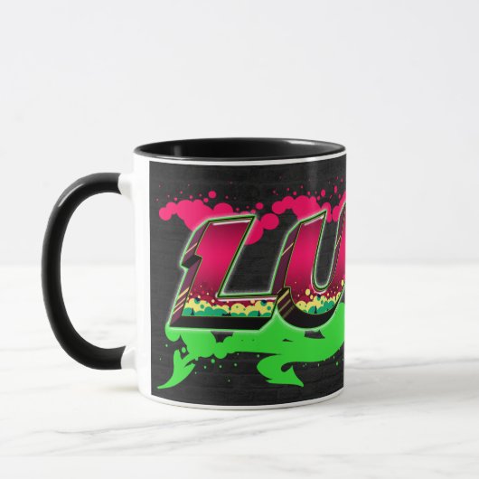 Luna Vorname Name Graffiti red green Tasse (Links)