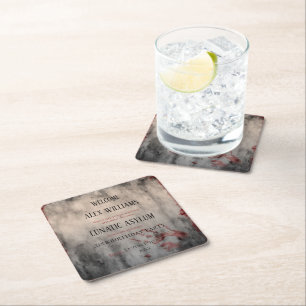 Lunales Asyl Halloween Geburtstag Rechteckiger Pappuntersetzer