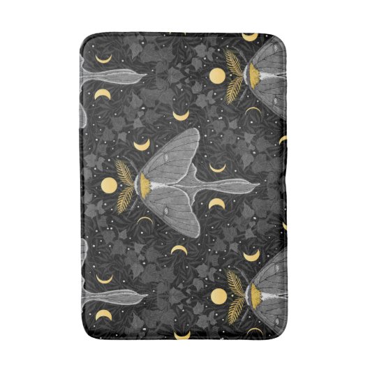 Lunamotte, Mondphasen und Efeu-Damast-Muster Badematte (Vorderseite Vertikal)