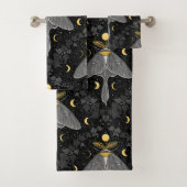 Lunamotte, Mondphasen und Efeu-Damast-Muster Badhandtuch Set (Insitu)