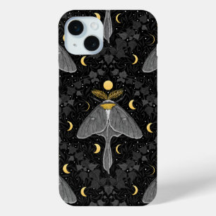 Lunamotte, Mondphasen und Efeu-Damast-Muster Case-Mate iPhone Hülle