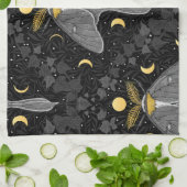 Lunamotte, Mondphasen und Efeu-Damast-Muster Geschirrtuch (Gefaltet)