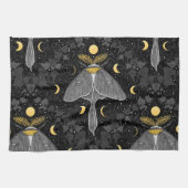 Lunamotte, Mondphasen und Efeu-Damast-Muster Geschirrtuch (Horizontal)