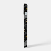 Lunamotte, Mondphasen und Efeu-Damast-Muster iPhone 15 Hülle (Linke Seite)