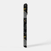 Lunamotte, Mondphasen und Efeu-Damast-Muster iPhone 15 Hülle (Rechte Seite)