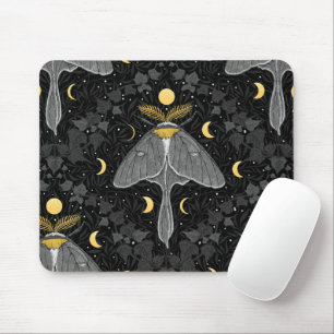 Lunamotte, Mondphasen und Efeu-Damast-Muster Mousepad