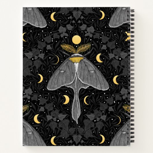 Lunamotte, Mondphasen und Efeu-Damast-Muster Notizblock (Rückseite)