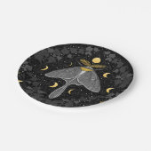Lunamotte, Mondphasen und Efeu-Damast-Muster Pappteller (Schrägansicht)