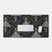 Lunamotte, Mondphasen und Efeu-Damast-Muster Schreibtischunterlage (Tastatur & Maus)