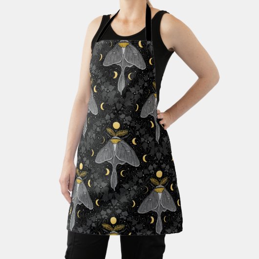 Lunamotte, Mondphasen und Efeu-Damast-Muster Schürze (InSitu)