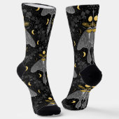 Lunamotte, Mondphasen und Efeu-Damast-Muster Socken (Gewinkelt)