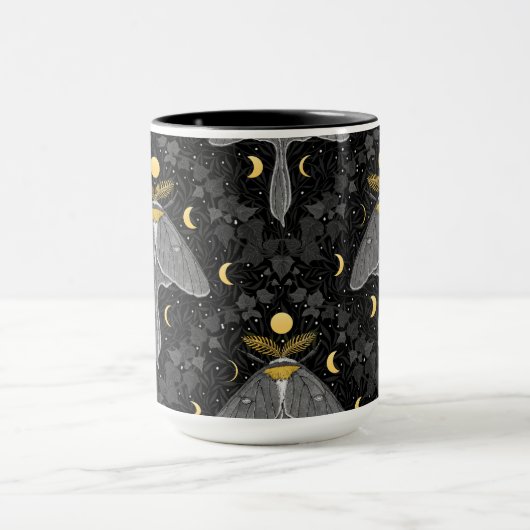 Lunamotte, Mondphasen und Efeu-Damast-Muster Tasse (Zentrum)