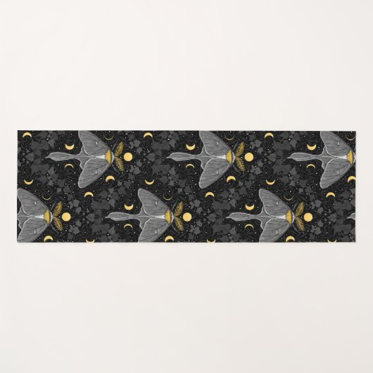 Lunamotte, Mondphasen und Efeu-Damast-Muster Yogamatte (Vorderseite (Horizontal))