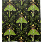 Lunamotten, Mondphasen und Efeu-Damast 2 Duschvorhang (Vorderseite)