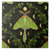 Lunamotten, Mondphasen und Efeu-Damast 2 Fliese (Vorderseite)