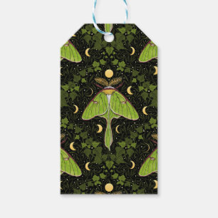 Lunamotten, Mondphasen und Efeu-Damast 2 Geschenkanhänger