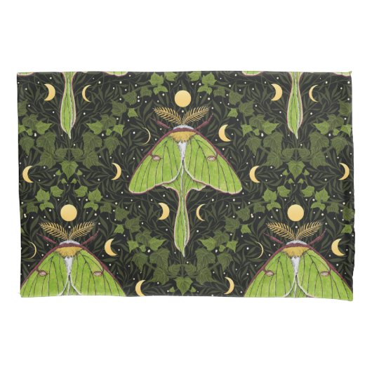 Lunamotten, Mondphasen und Efeu-Damast 2 Kissenbezug (Vorderseite-Links)